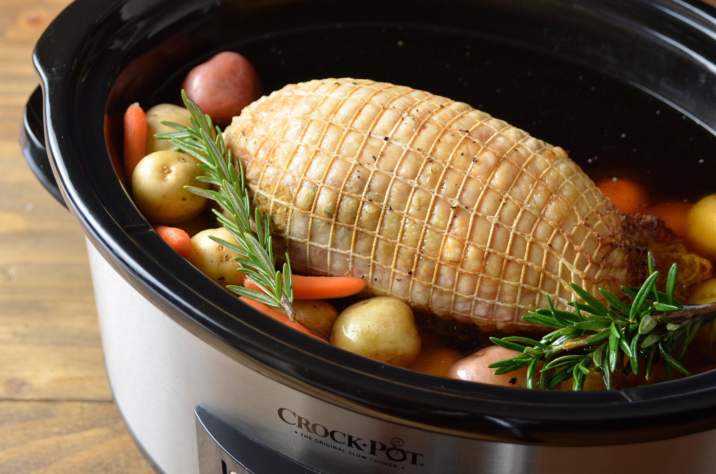 Slow Cooked Lemon Rosemary Turkey Roast With Baby Vegetables Granny S