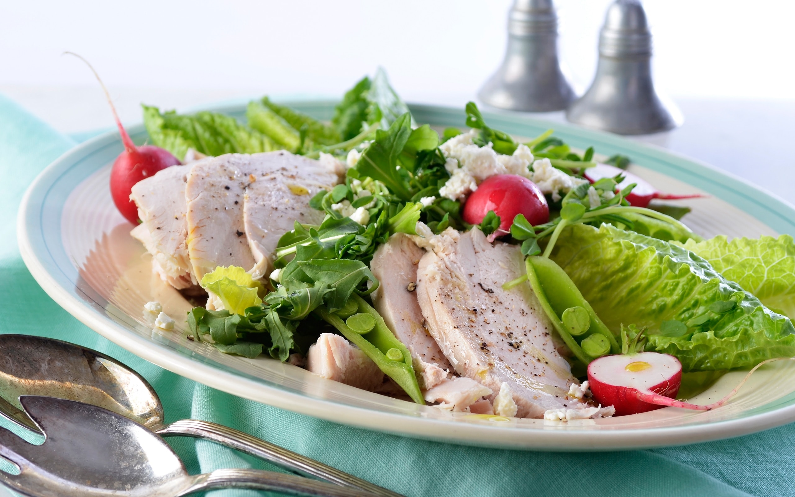 Spring Salad with Arugula, Pea Shoots and Roasted Turkey Granny's